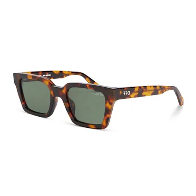 Off-white Sunglasses Shield Full Rim, Havana Frame And Green Lens Oeri086palermo6055 In Brown