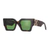 Off-white Sunglasses Square Full Rim, Havana Frame And Green Lens Oeri128catalina6055 In Brown