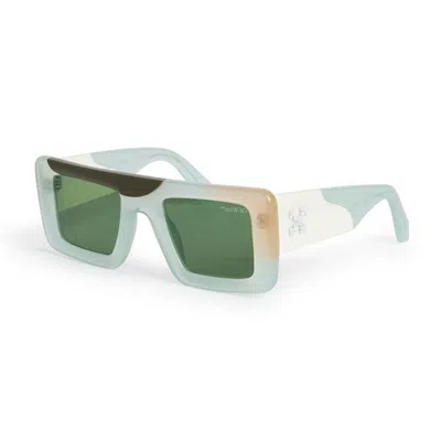 Off-white Sunglasses Square Full Rim, Multicolor Sand Frame And Solid Brown Lens Oeri069seattle1764 In Green