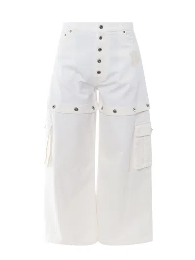 Off-white Super Baggy Trouswer With 90s Logo In White