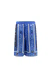Off-white Off White Men Sustainable Viscose Bermuda Shorts With Bandana Print In Blue