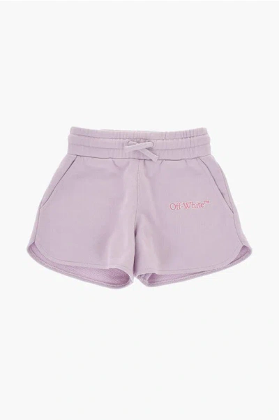 Off-white Sweat Shorts With Printed Logo In Purple