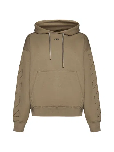Off-white Off White Men Mud Cotton Sweatshirt In Brown