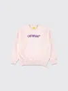 Off-white Kids Logo Pink Crewneck Sweatshirt In Pink