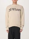 Off-white Relaxed Fit Beige Sweater With Ribbed Neckline In Beige