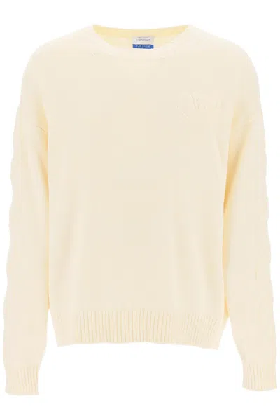 OFF-WHITE SWEATER WITH EMBOSSED DIAGONAL MOTIF