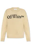 Off-white Relaxed Fit Beige Sweater With Ribbed Neckline In Beige