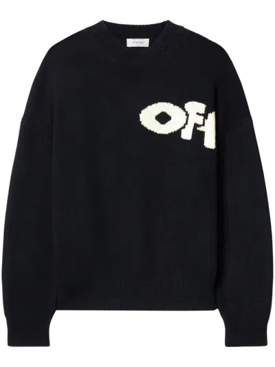 Off-white Intarsia-knit Logo Jumper In Black