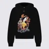 Off-white Hooded Sweatshirt With Graphic Print And Ribbed Cuffs In Black