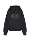Off-white Spray-paint Logo Cotton Hoodie In Black