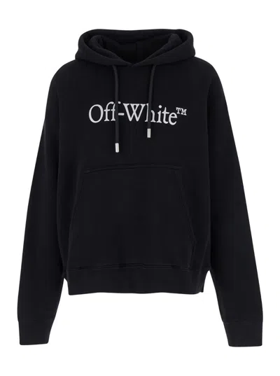 OFF-WHITE BLACK HOODIW WITH LOGO LETTERING PRINT