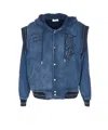 Off-white Hooded Sweater With Drawstring And Pockets In Blue