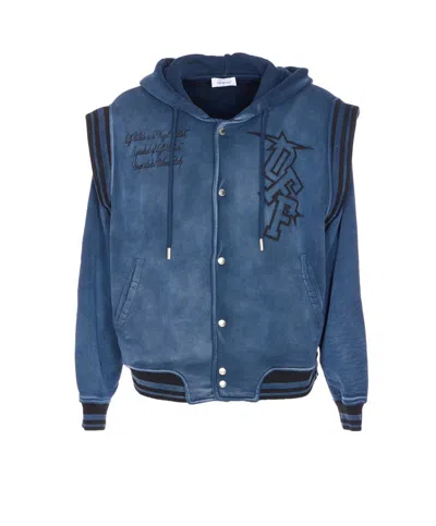 Off-white Long-sleeved Casual Jacket In Blue