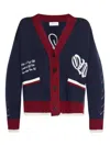 Off-white Jacquard Knit Varsity Cardigan In Blue