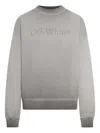 Off-white Crew Neck Cotton Sweatshirt With Degraded Effect In Gray