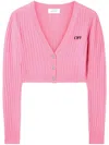 Off-white Off White Fuchsia Wool Blend Cardigan In Sea Pink