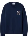 Off-white Intarsia-knit Logo Jumper In True Blue