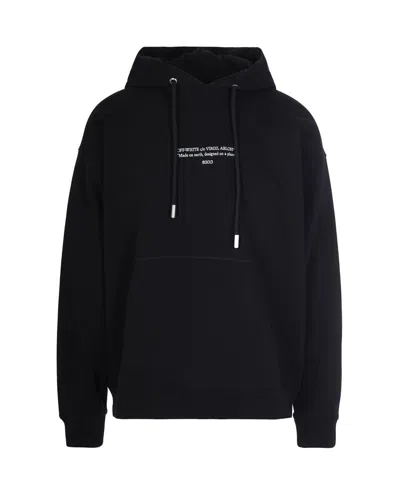 Off-white Logo Printed Drawstring Hoodie In Black