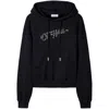 Off-white Logo Embellished Drawstring Hoodie In Black