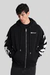 Off-white Brushstroke Arrow Print Zip-up Hoodie In Black