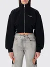 Off-white Floral Print Cropped Sweatshirt With High Collar In Black