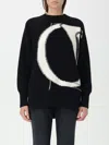 Off-white Ow Maxi Logo Intarsia Crewneck Wool Sweater In Black