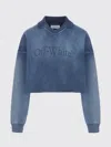 Off-white Cropped Blue Washed-effect Sweatshirt In Blue