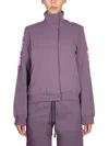 Off-white Chic High Collar Sweatshirt With Logo Bands For Women In Purple