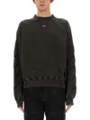 Off-white Relaxed Fit Sweatshirt With Subtle Logo And Graphic Print In Grey