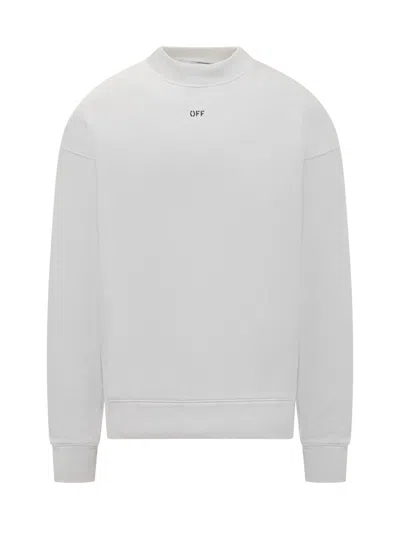 Off-white Logo Detailed Crewneck Sweatshirt In White Black