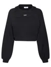Off-white Cotton Sweatshirt With Frontal Logo In Black