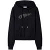 Off-white Logo Embellished Drawstring Hoodie In Black
