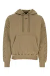 Off-white Oversized Sweatshirt With Arrow Embroidery And Hood In Brown