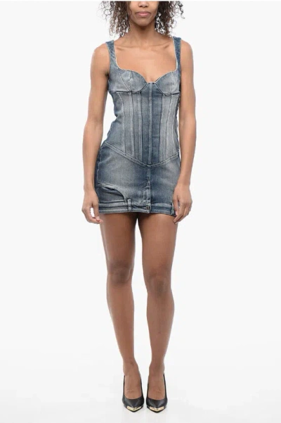 OFF-WHITE SWEETHEART NECKLINE DENIM MINI DRESS