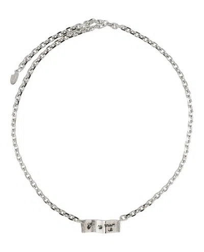 Off-white Swimming Logo Necklace In Metallic