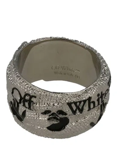 Off-white Swimming Logo Ring Man Ring Silver Size 9.25 Brass In Metallic