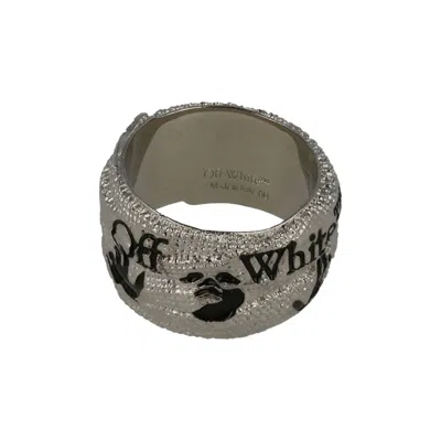 Pre-owned Off-white Swimming Logo Ring 'silver' | Men's Size 62