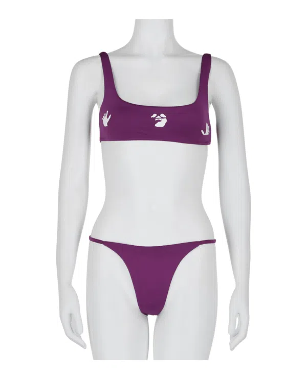 Off-White Kids Bookish logo-band bikini set - Purple