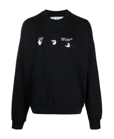 Off-white Swimming Man-logo Cotton Sweatshirt In Black