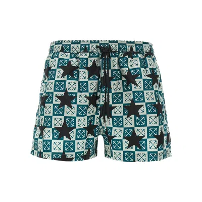 Off-white Swimshorts With Arrow Stars Print In Green