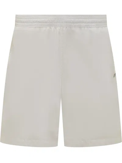 Off-white Swimshorts With Scribble Motif In White Black