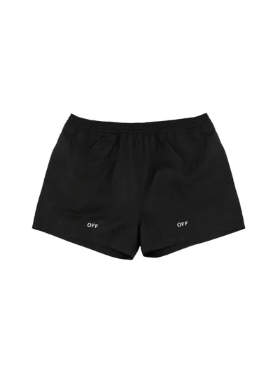 Off-white Classic Black Swimsuit With Logo Detailing