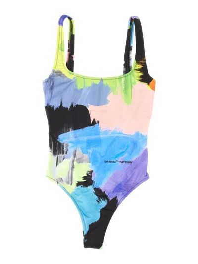 Off-white Swimsuit With Print In Multicolour