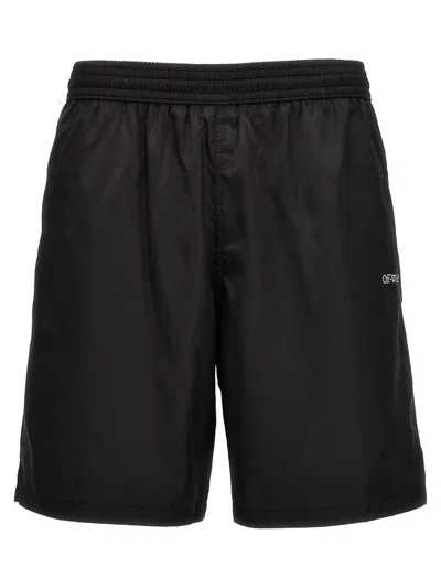 Off-white Scribble Diags-print Elasticated Swim Shorts In Black