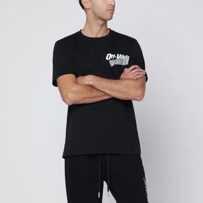 Off-white Off White™ 黑色丘比特饰带修身 T 恤 In Black