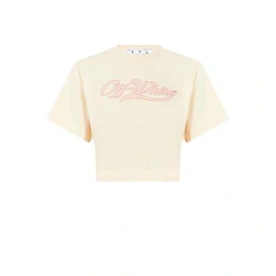Off-white Cotton Logo T-shirt In Beige