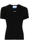 Off-white Off White Cropped T Shirt With Off Embroidery In Black
