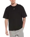Off-white Black Cotton T-shirt With White Logo Printed On The Front In Black