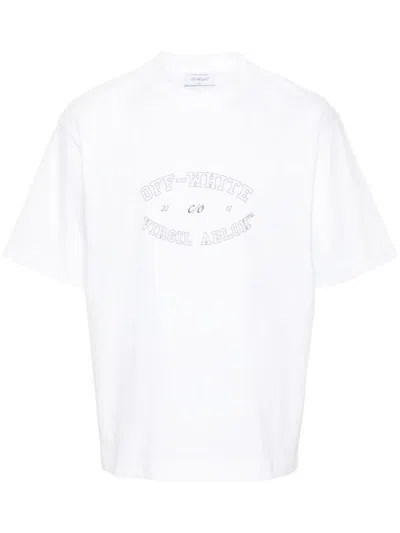 Off-white Logo-print Cotton T-shirt In Bianco