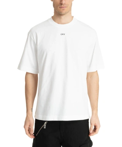 Pre-owned Off-white T-shirt Men Omaa120c99jer0050110 White Round Collar Short Sleeves